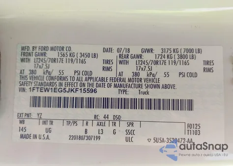 2018 Ford F-150 Xlt from USA, damaged, VIN 1FTEW1EG5JKF15596